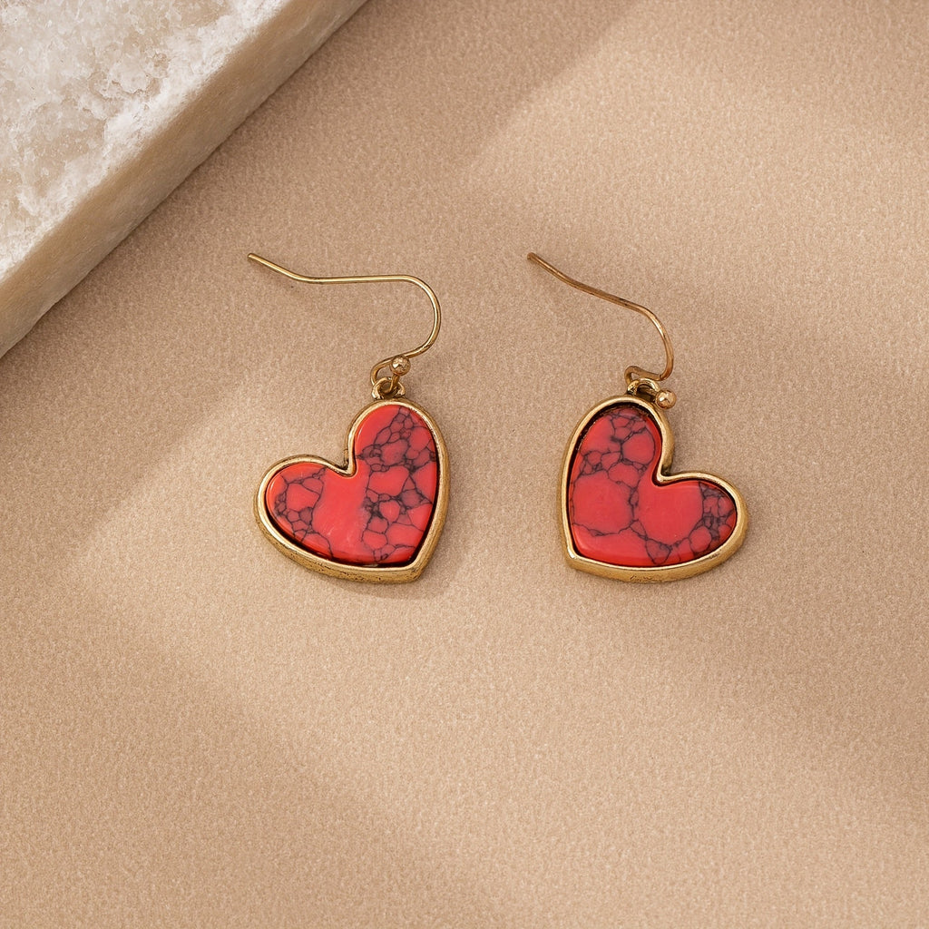Orecchini a cuore in turchese naturale minimalisti bohemien