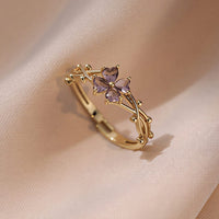 Avela™ - Anello regolabile con fiore di ametista