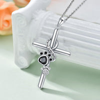 Collana con Zampa e Croce in Argento Sterling 925