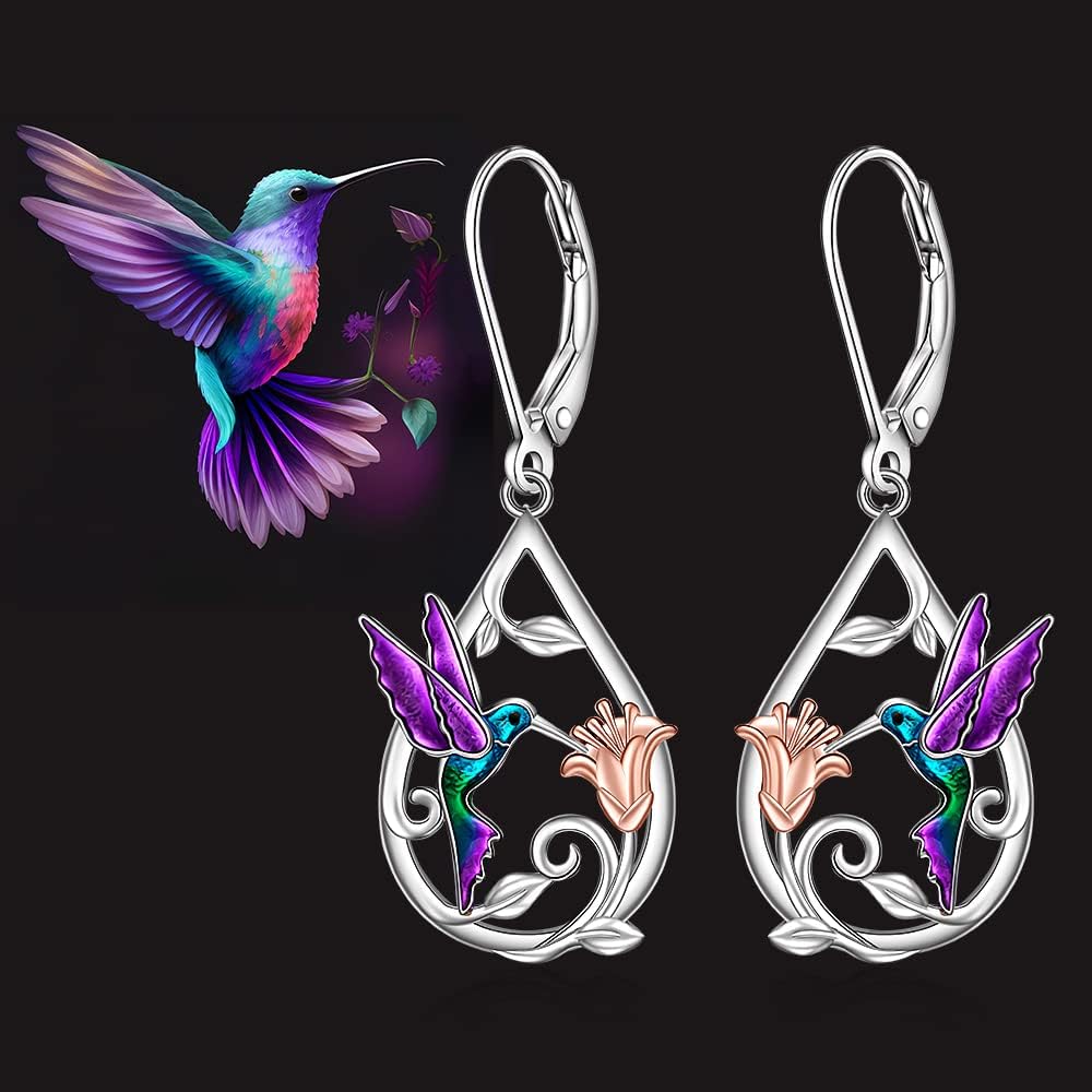 Bellissima Collana con Colibrì per Donne con Orecchini in Omaggio