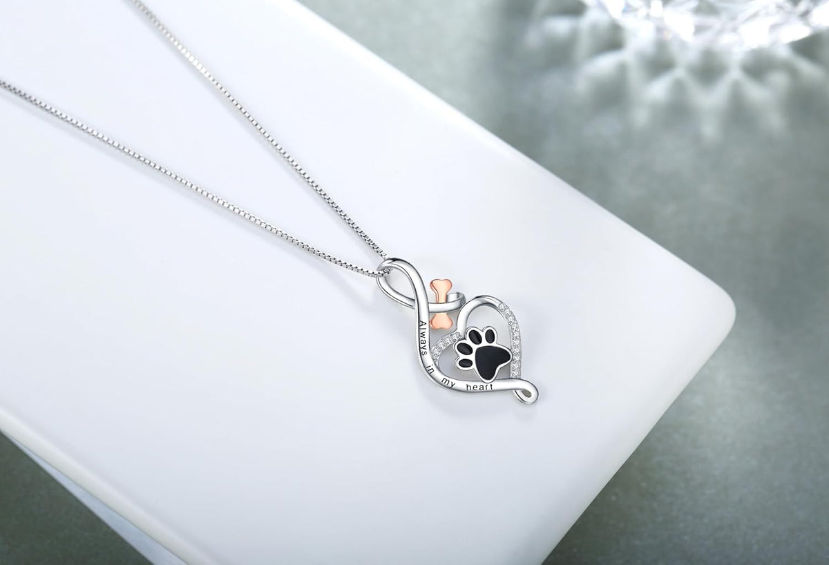Collana Lucky Paw con Cuore, Osso & Infinito – Pendente “Sempre nel Mio Cuore”