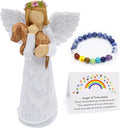 Set Regalo in Memoria del Cane con Figurina dell'Angelo dell'Amicizia e Bracciale Chakra del Ponte Arcobaleno