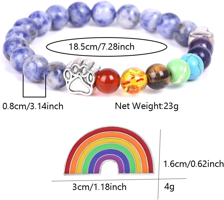Braccialetto Memoriale Ponte Arcobaleno – Regalo con 7 Perle Chakra per la Perdita di un Animale