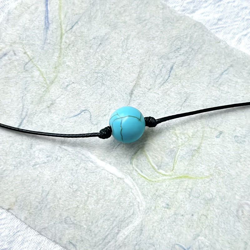 Collana Regolabile con Perle di Pietra Turchese Bohemien