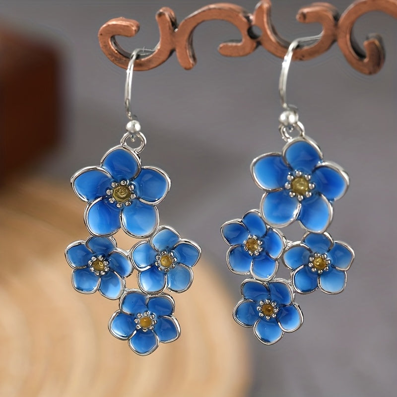 Orecchini Pendenti Vintage Bohemien in Smalto Blu