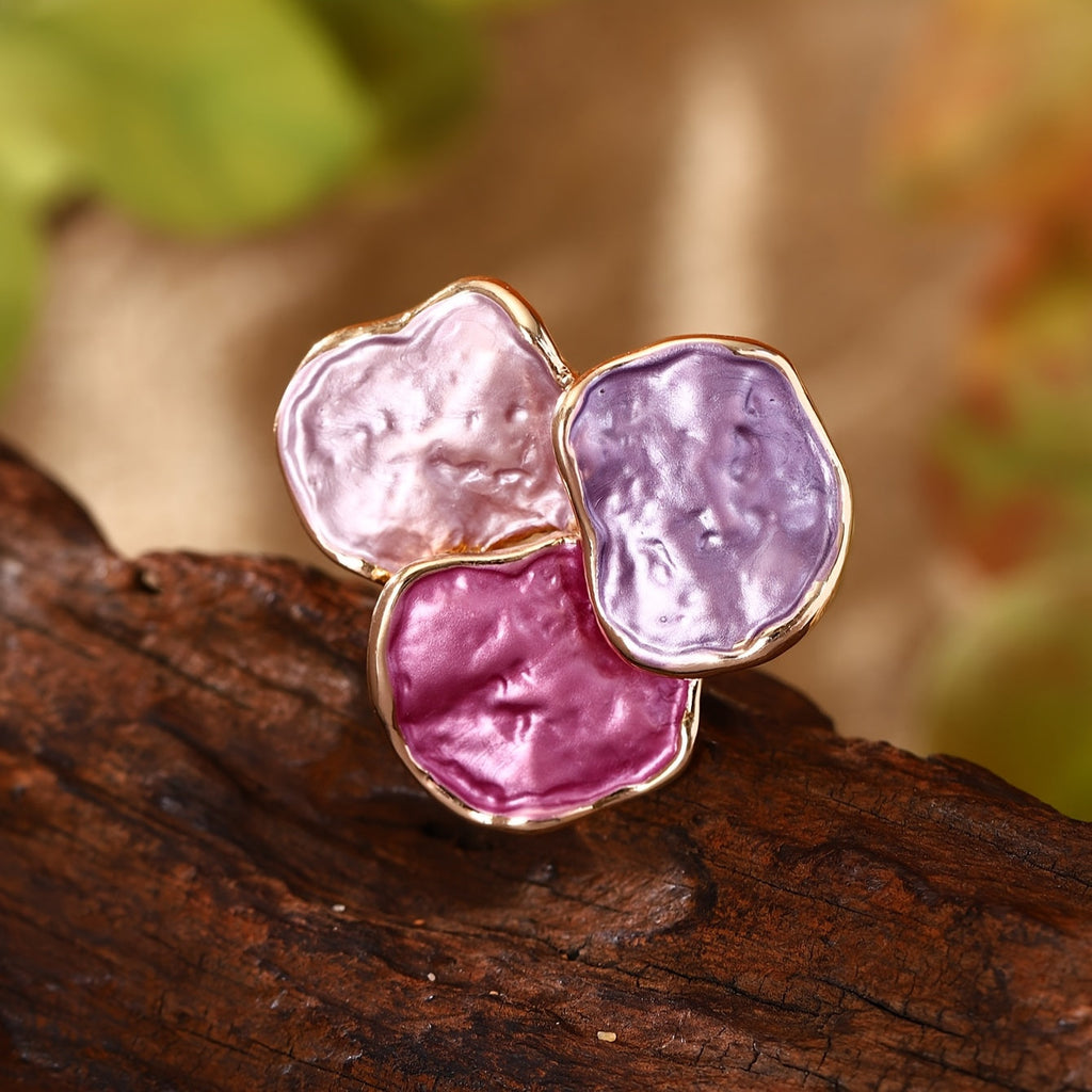 Anello Quadrato Irregolare in Smalto Bohemien