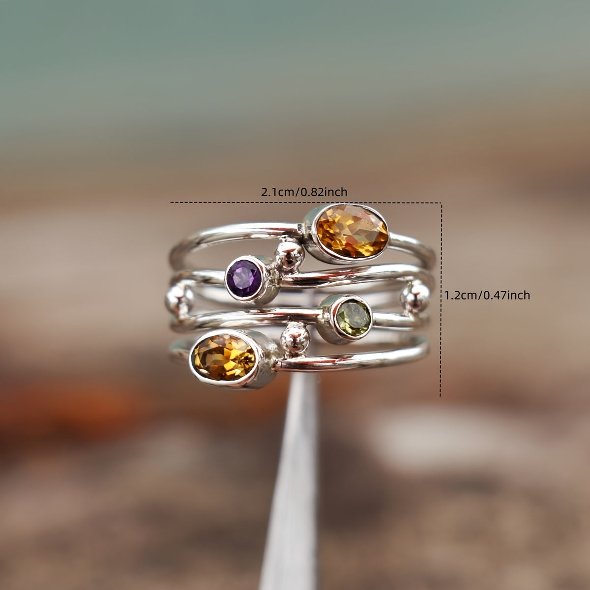 Anello Impilabile in Gemme Multicolore Bohemien