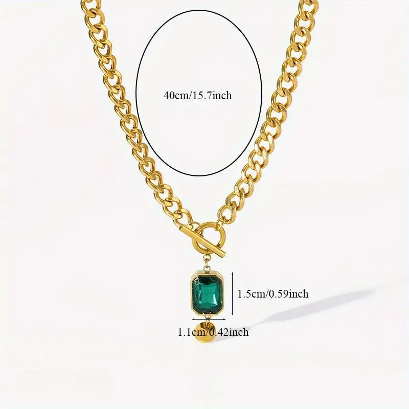Ronia™ - Collana con pendente a catena spessa in smeraldo Oro