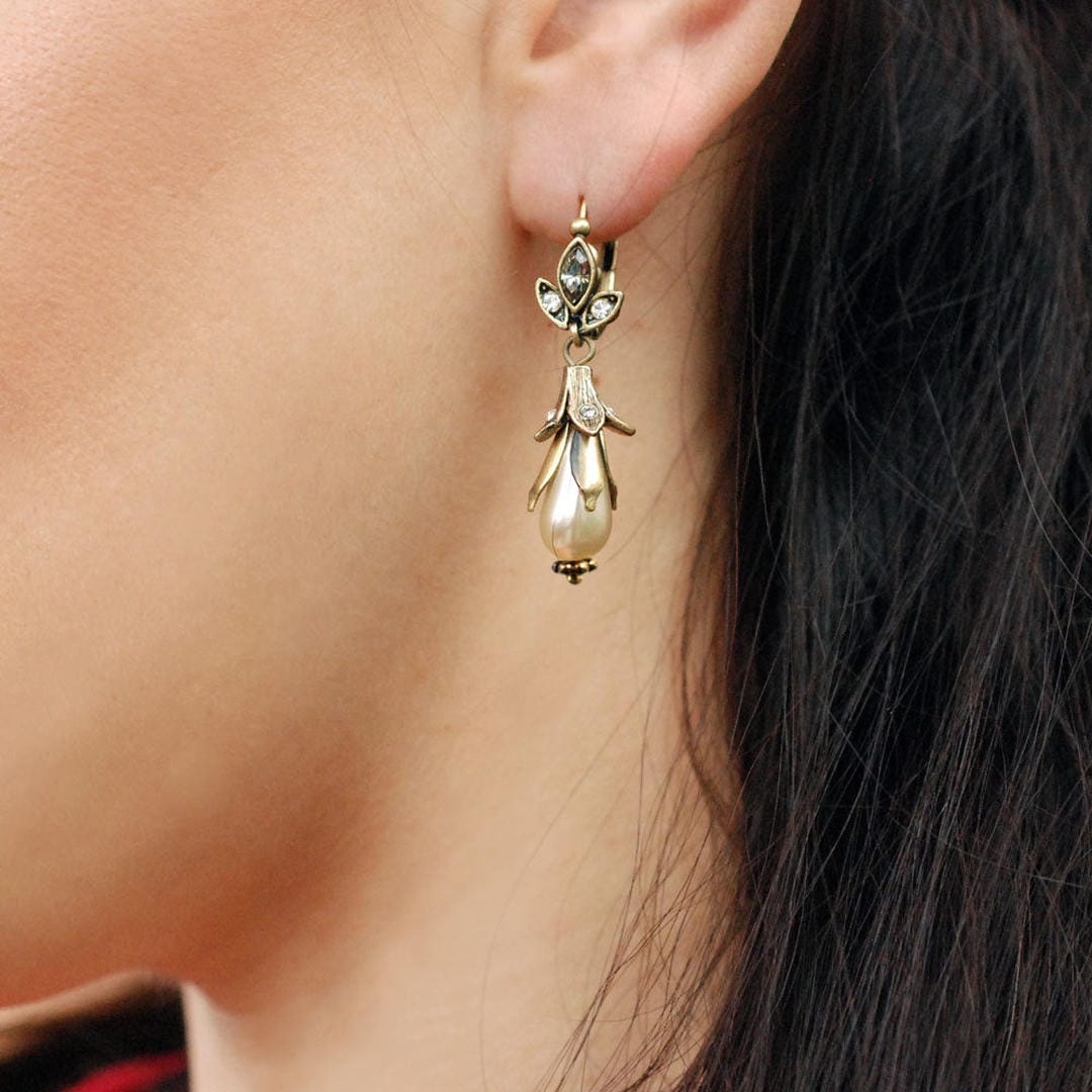 Orecchini in Perla Argento Lillà Floreale