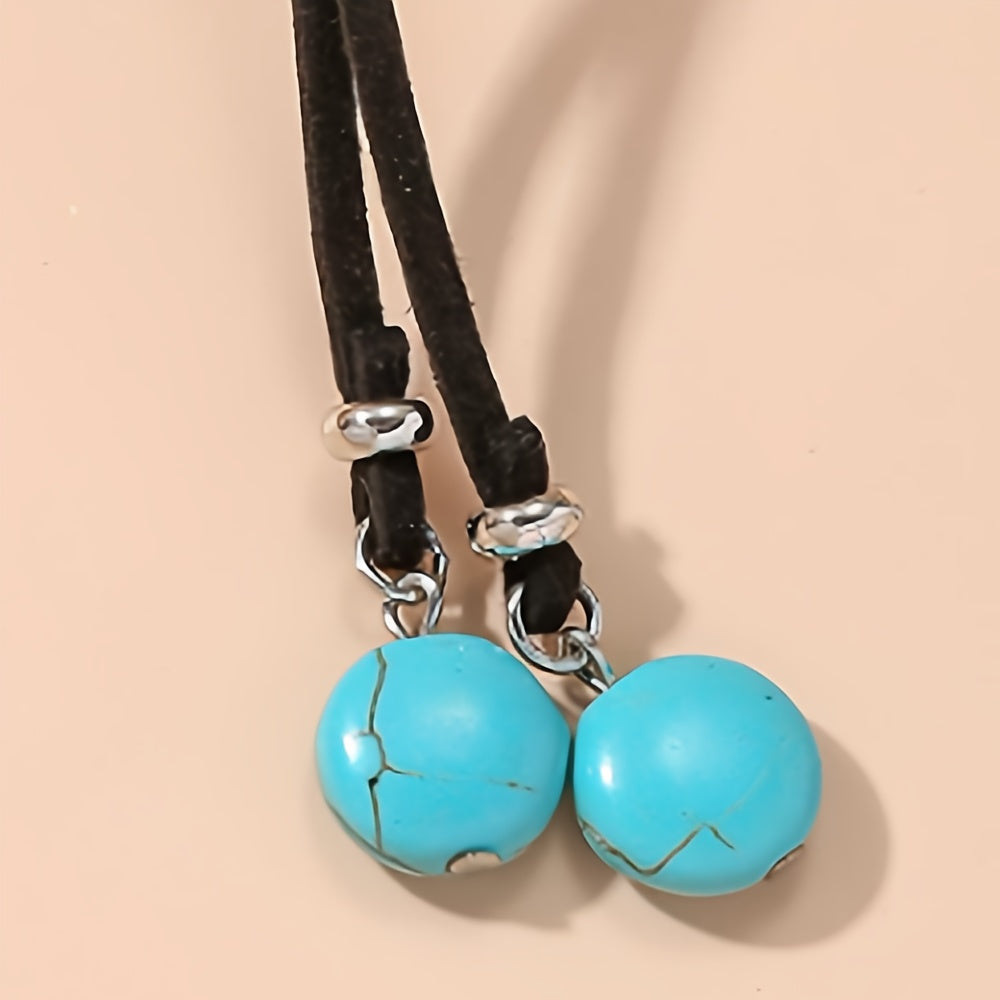 Collana Choker Regolabile Minimalista in Perline Turchesi