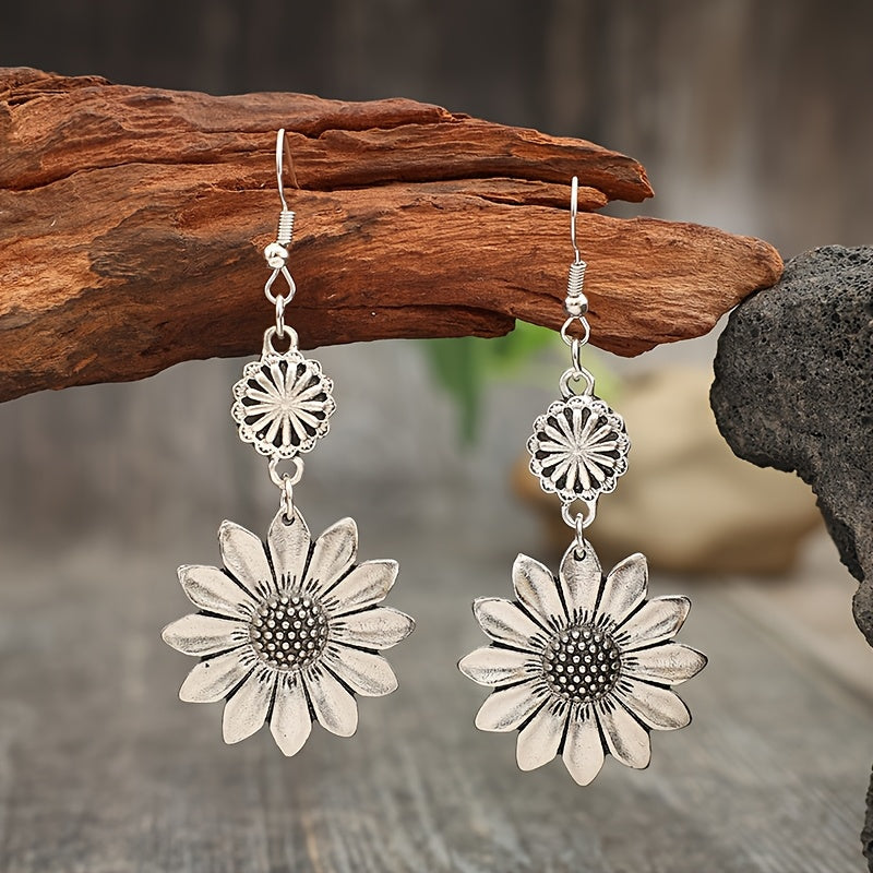 Orecchini a Goccia Vintage Bohemien con Girasole