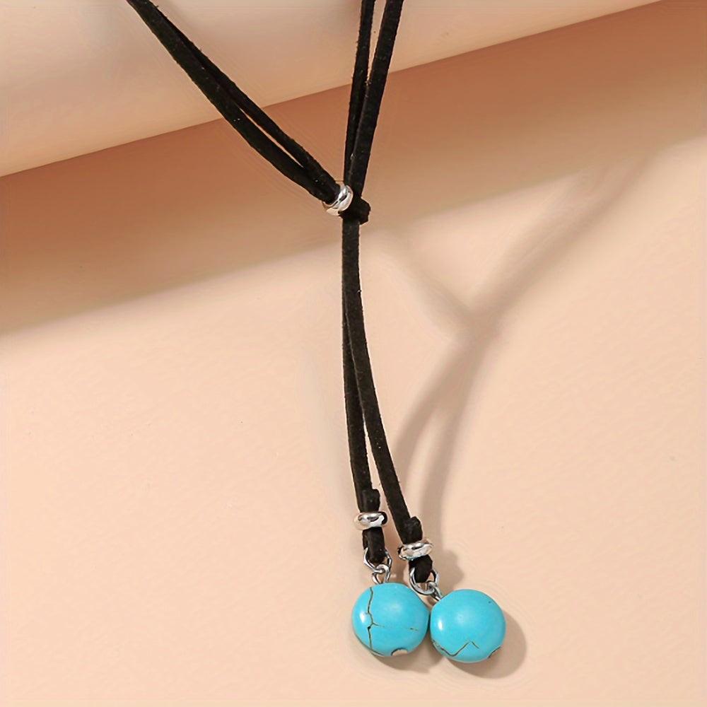 Collana Choker Regolabile Minimalista in Perline Turchesi