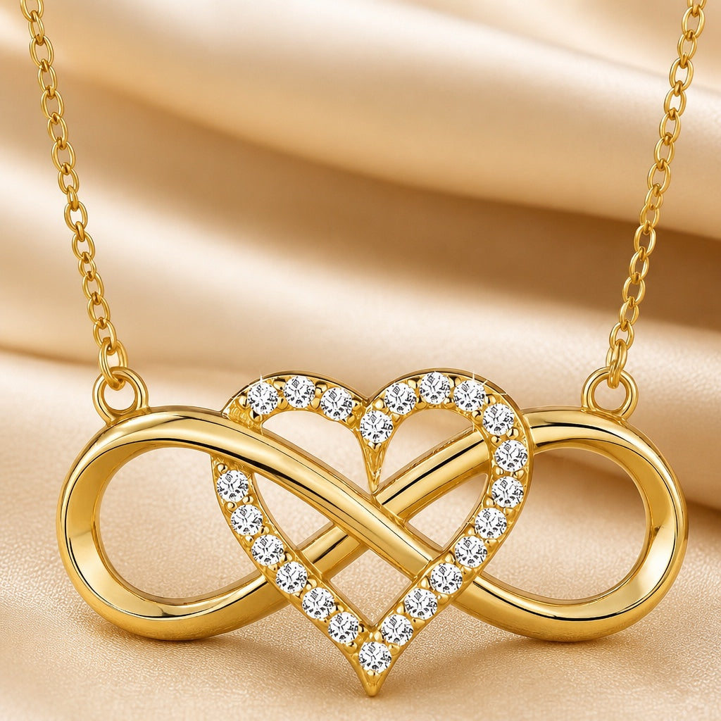 Ciondolo a Cuore Infinito in Oro Bianco con Collana