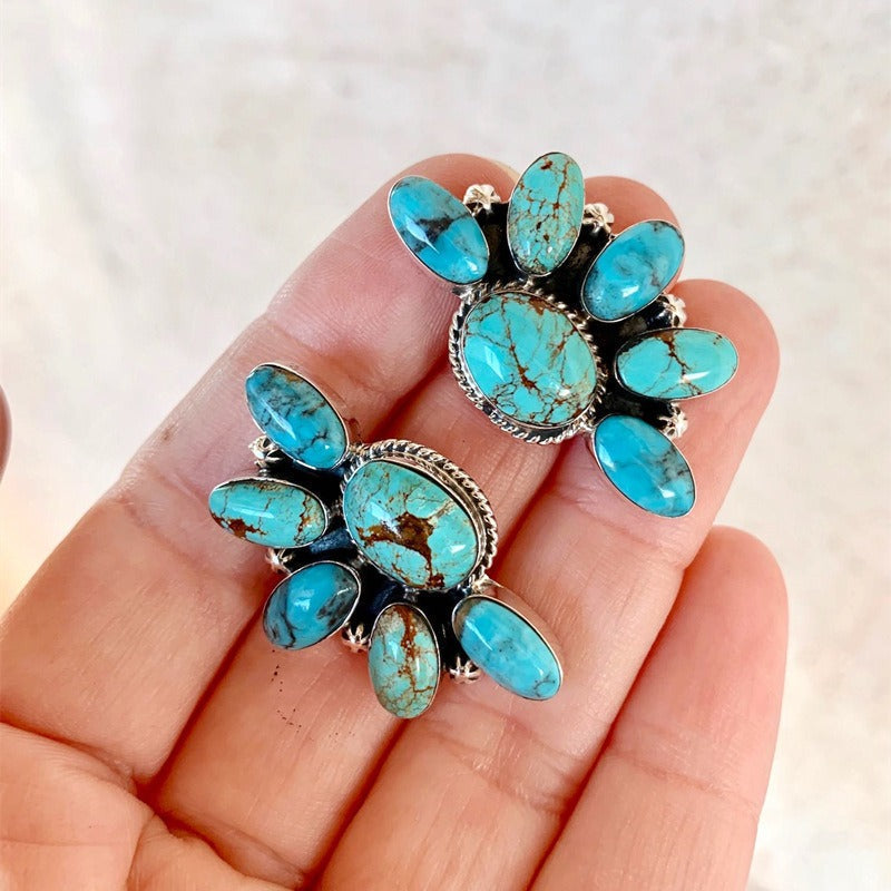 Orecchini Bohemian Vintage con Fiori Turchesi