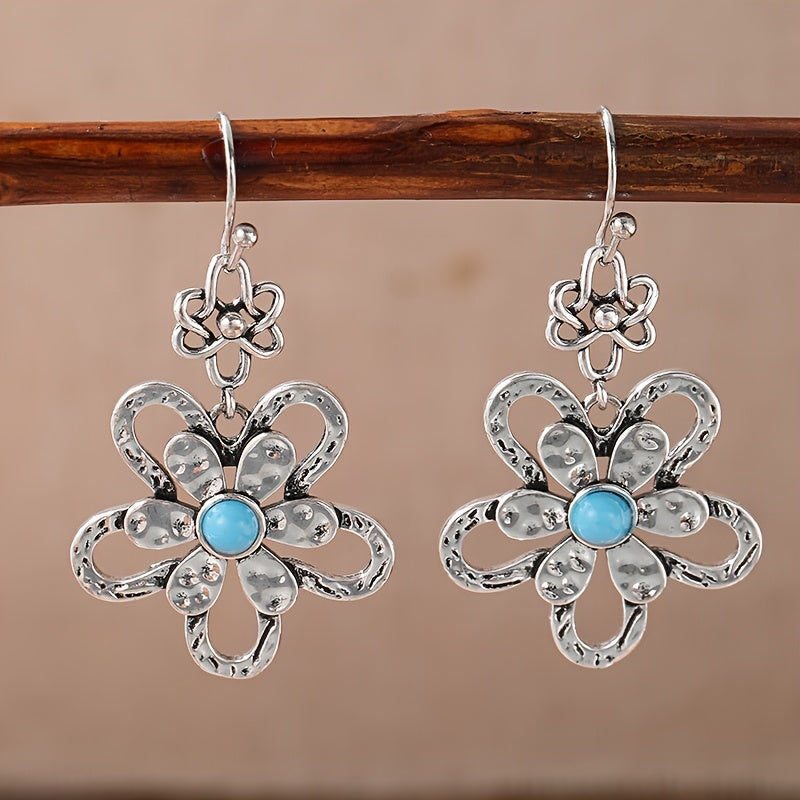 Orecchini a Goccia di Fiori Turchesi Vintage Bohemien
