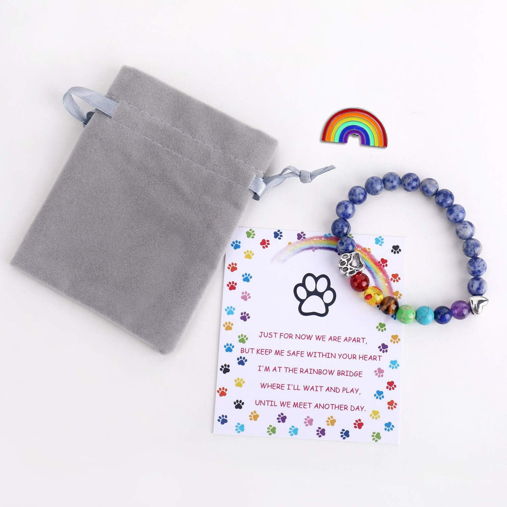 Braccialetto Memoriale Ponte Arcobaleno – Regalo con 7 Perle Chakra per la Perdita di un Animale