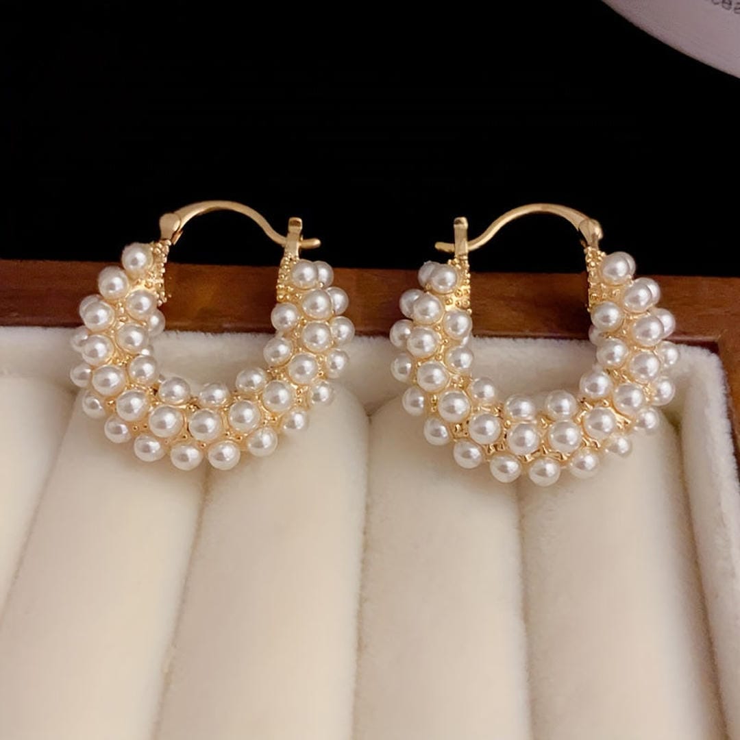 Orecchini a cerchio con perle Bubble