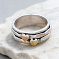 Anello Ampio a Cuore Bicolore in Stile Bohemien