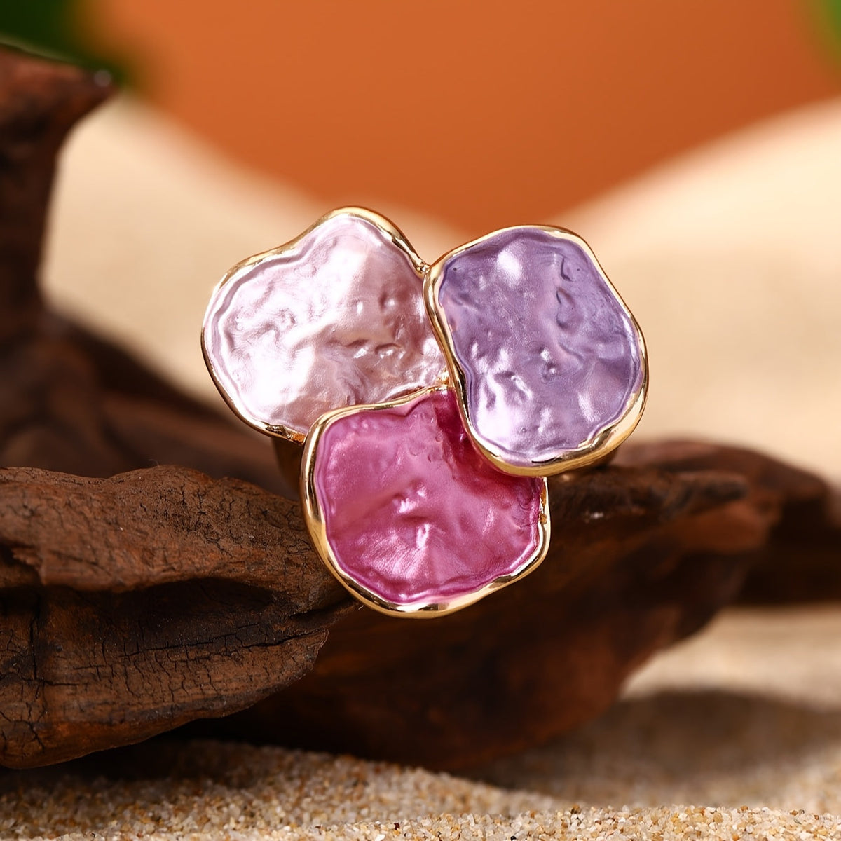 Anello Quadrato Irregolare in Smalto Bohemien