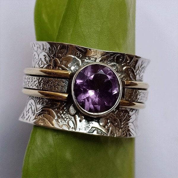 Anello in Cristallo di Ametista Bohemien per Meditazione