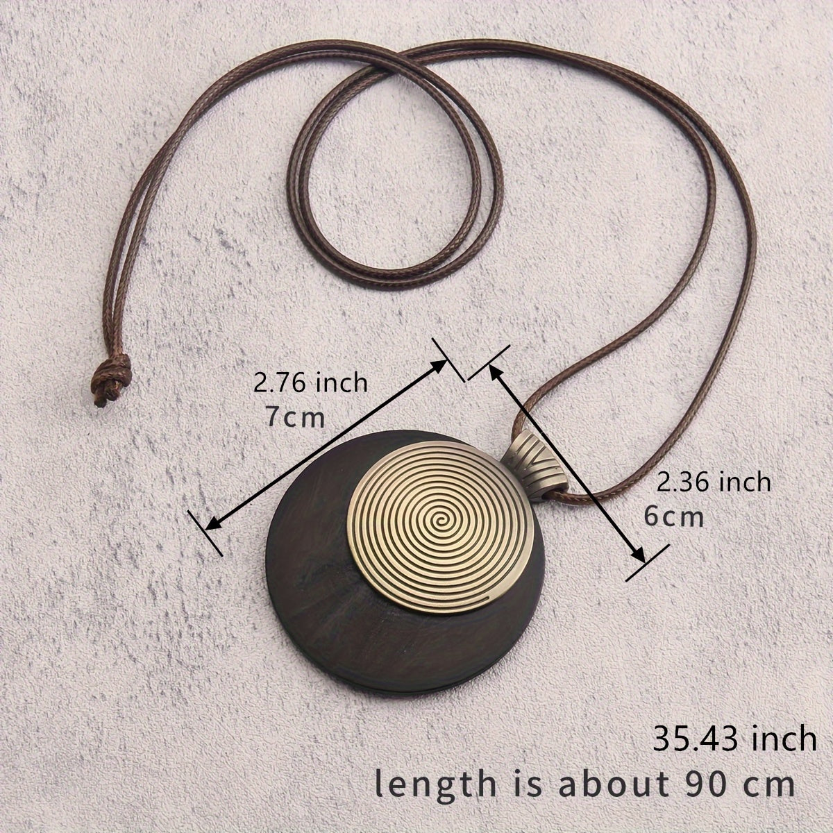 Collana Lunga con Pendente Medaglione Spirale Bohemien Retro