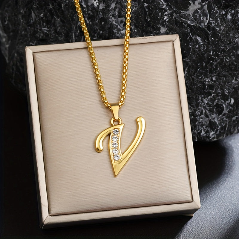 Collana con Iniziale in Cristallo | Oro