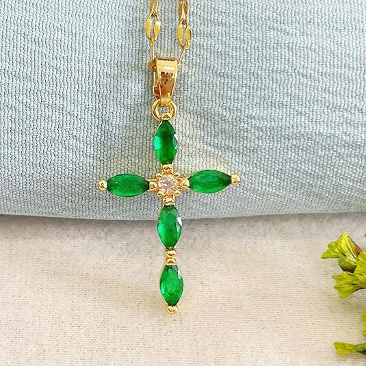 Bea™ - Smeraldo Croce Collana Oro
