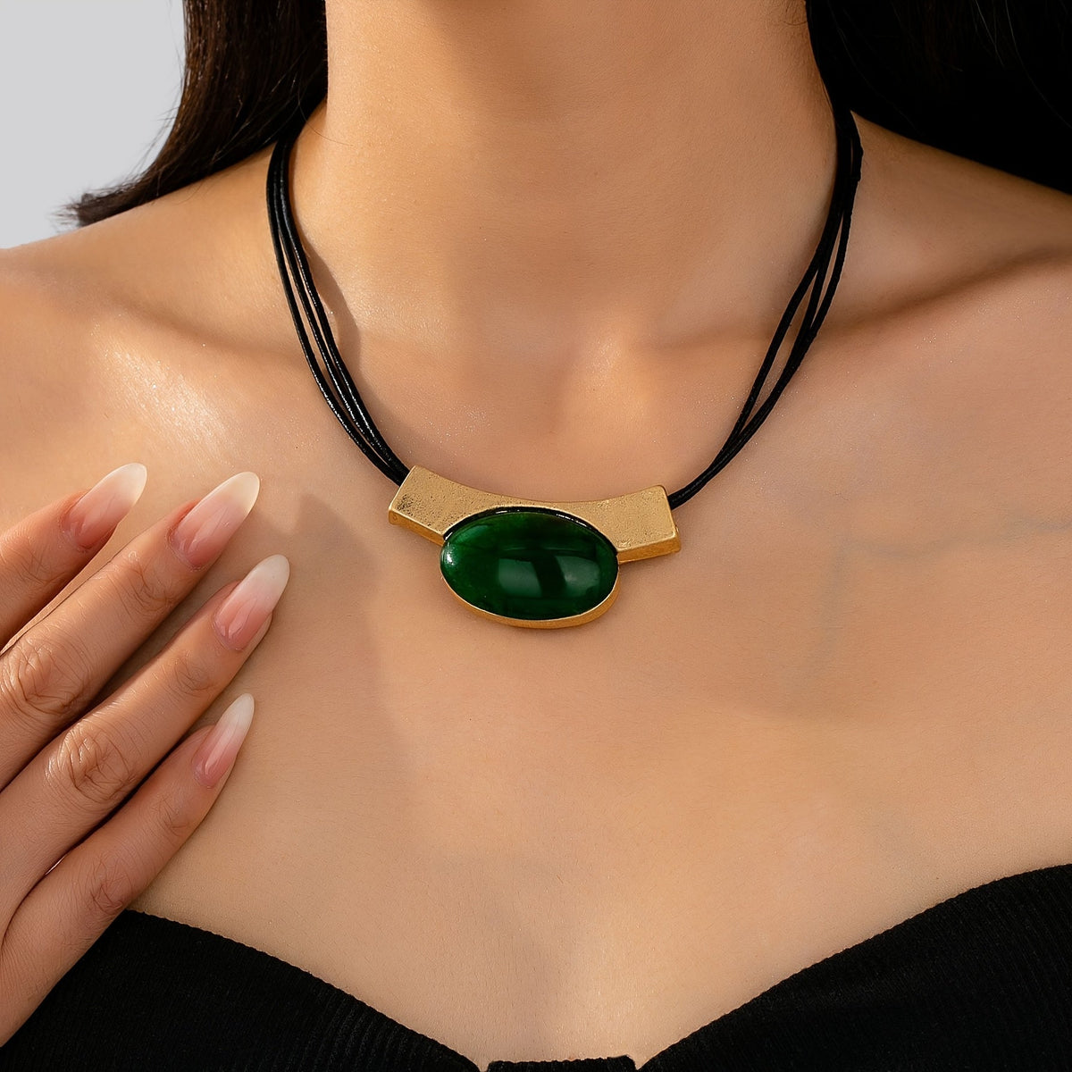Collana Bohemien Placcata in Oro con Pietra Preziosa