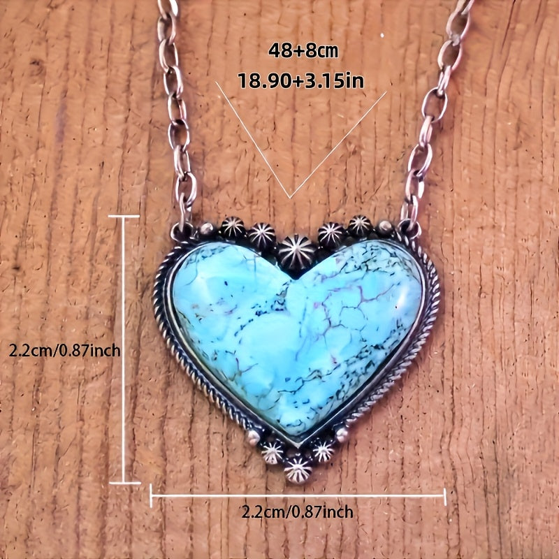 Collana con Pendente a Cuore Turchese Bohemien