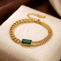 Lunavia™ - Oro Catena Bracciale con Smeraldo