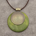 Collana Lunga con Pendente Medaglione Spirale Bohemien Retro