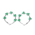 Orecchini a Cerchio Vintage Bohemien Placcati Argento con Fiori Verdi