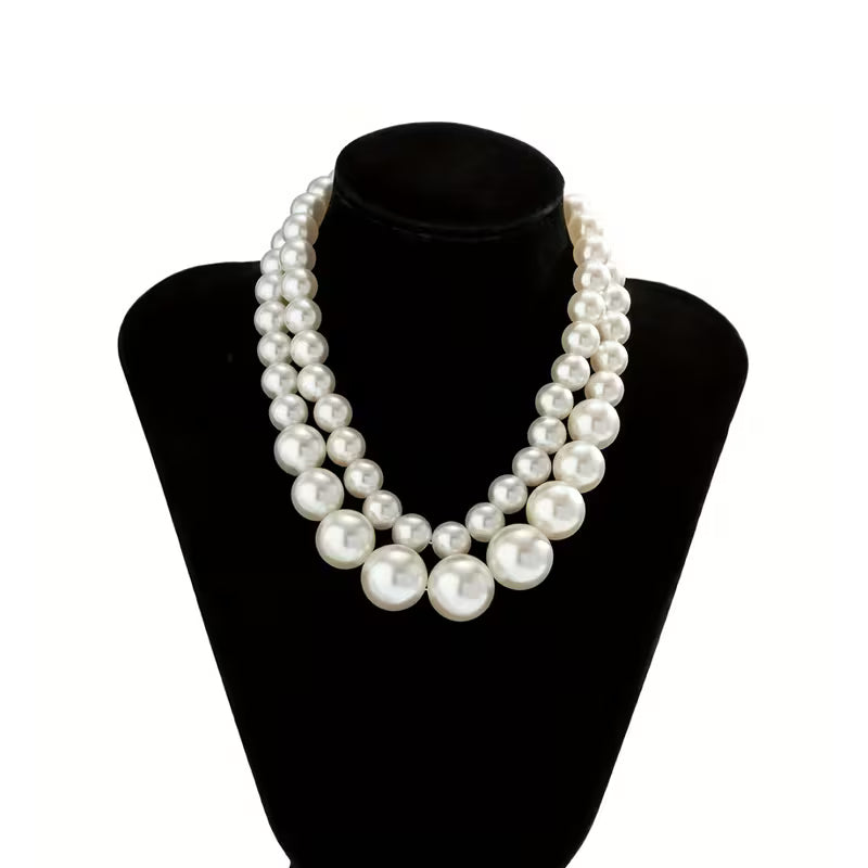 Collana con Perle a Doppio Statement