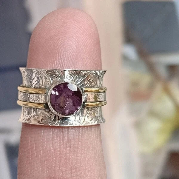 Anello in Cristallo di Ametista Bohemien per Meditazione