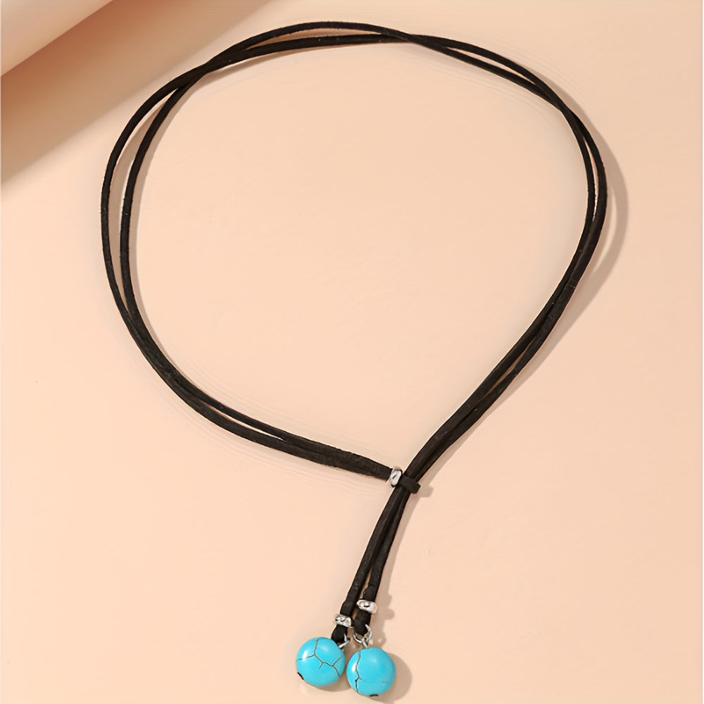 Collana Choker Regolabile Minimalista in Perline Turchesi