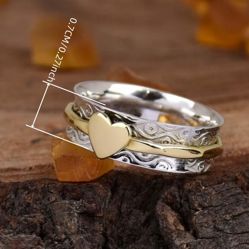 Anello Spinner a Cuore Bi-tono Bohemien