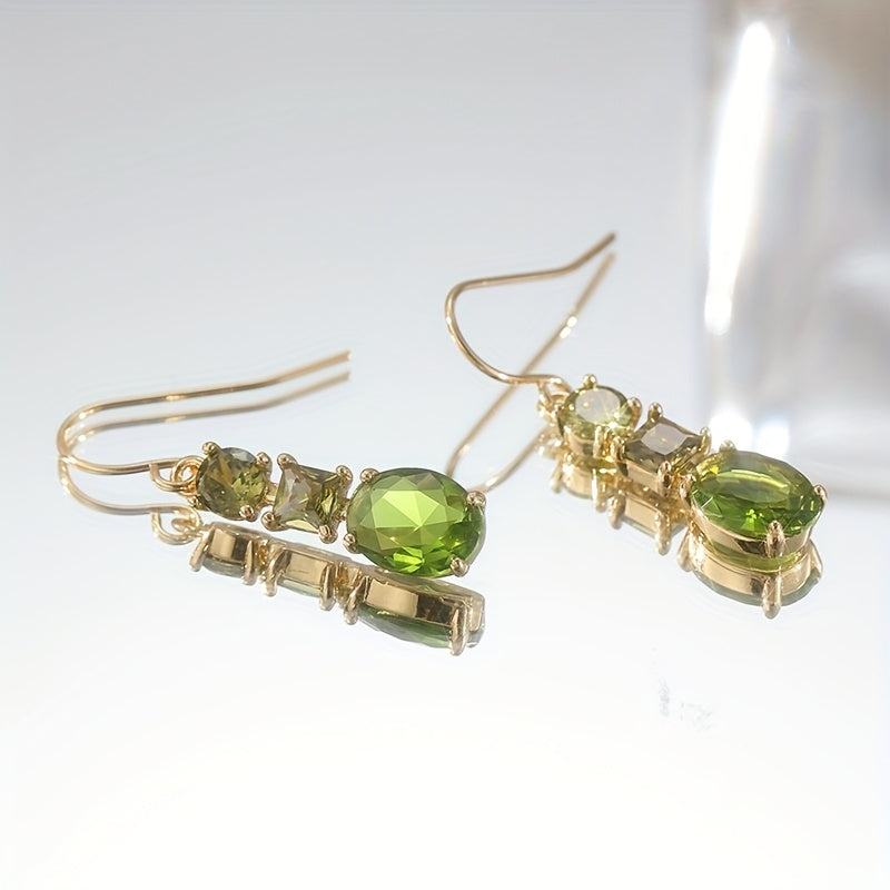Orecchini Geometrici in Zirconia Verde Boho