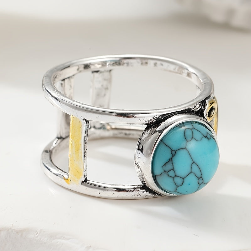 Anello Bohemien in Pietra Turchese Bicolore