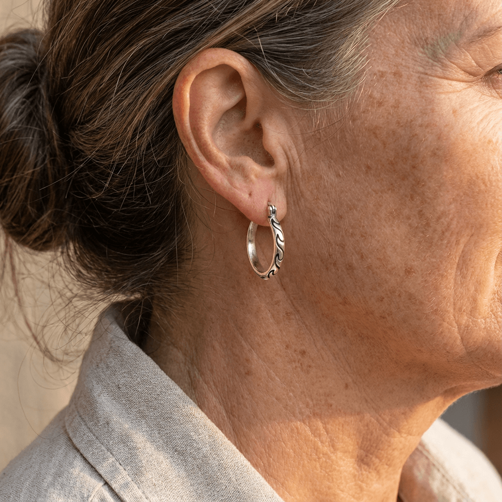 Orecchini a cerchio boho vintage con texture