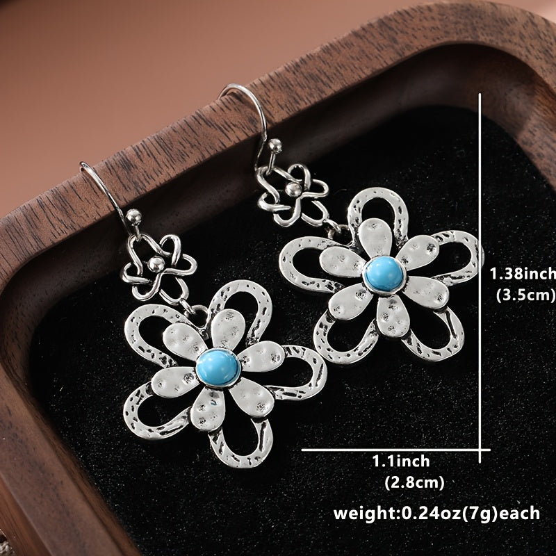 Orecchini a Goccia di Fiori Turchesi Vintage Bohemien