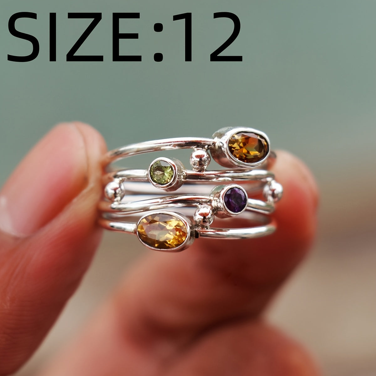 Anello Impilabile in Gemme Multicolore Bohemien