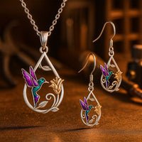 Bellissima Collana con Colibrì per Donne con Orecchini in Omaggio