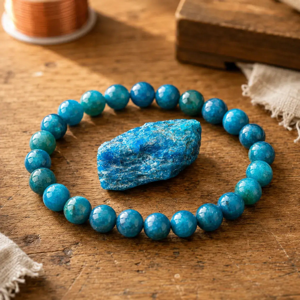 Braccialetto in Apatite Blu per Chiarezza, Motivazione e Espressione di Sé