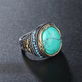 Anello Bohemien Retro Larghezza Turchese Placcato Argento