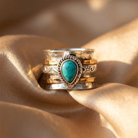Anello in argento e oro con antico turchese