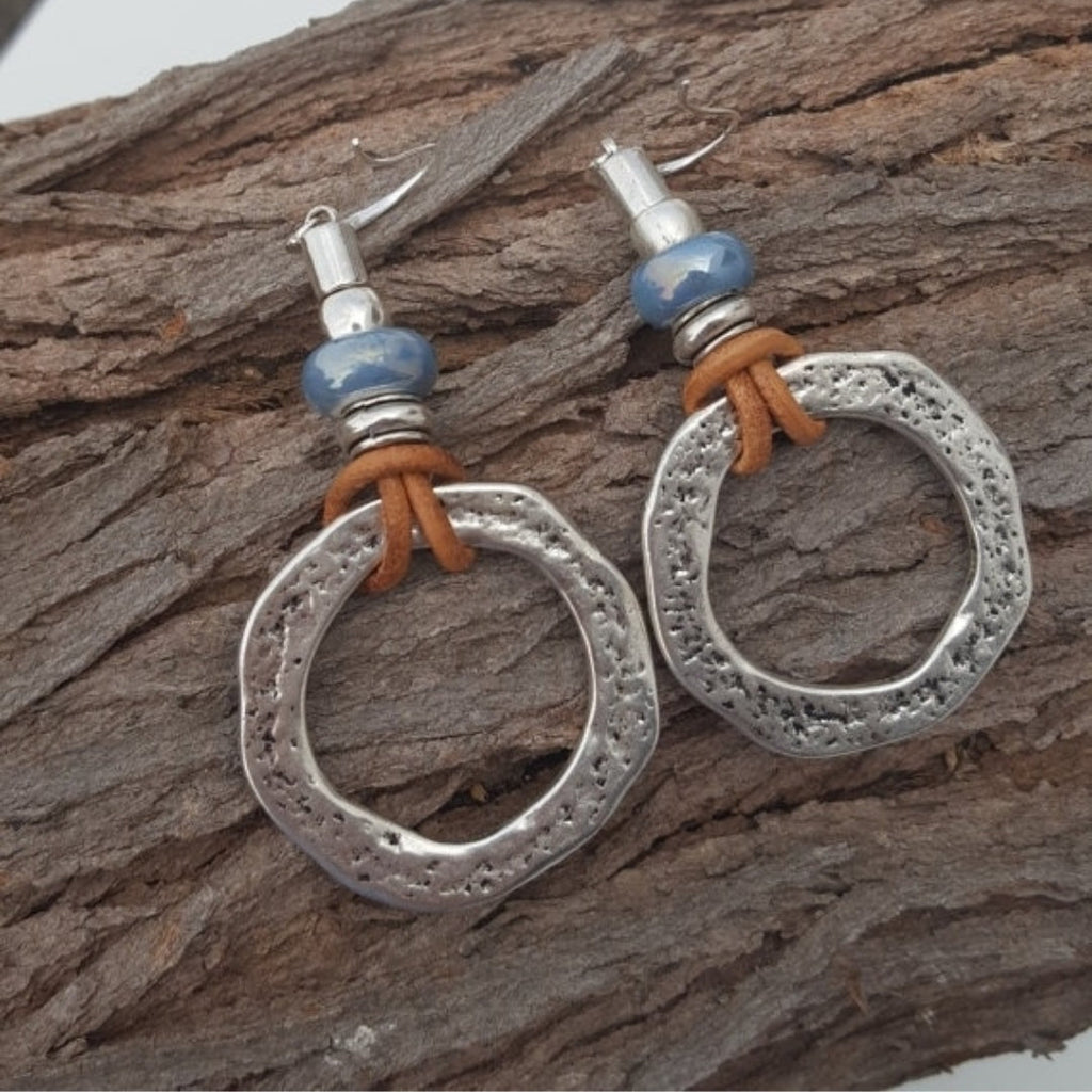 Orecchini Circolari Vintage Bohemien Placcati in Argento