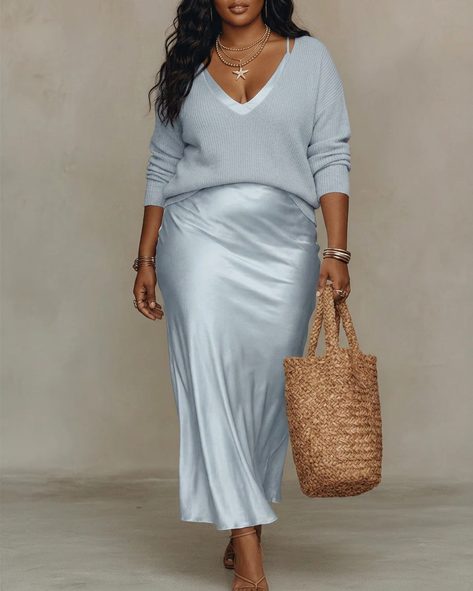 Caterina™ – Elegante Abito Midi in Raso