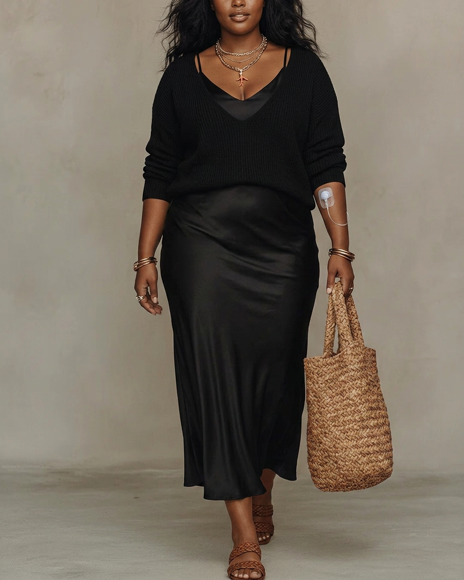 Caterina™ – Elegante Abito Midi in Raso