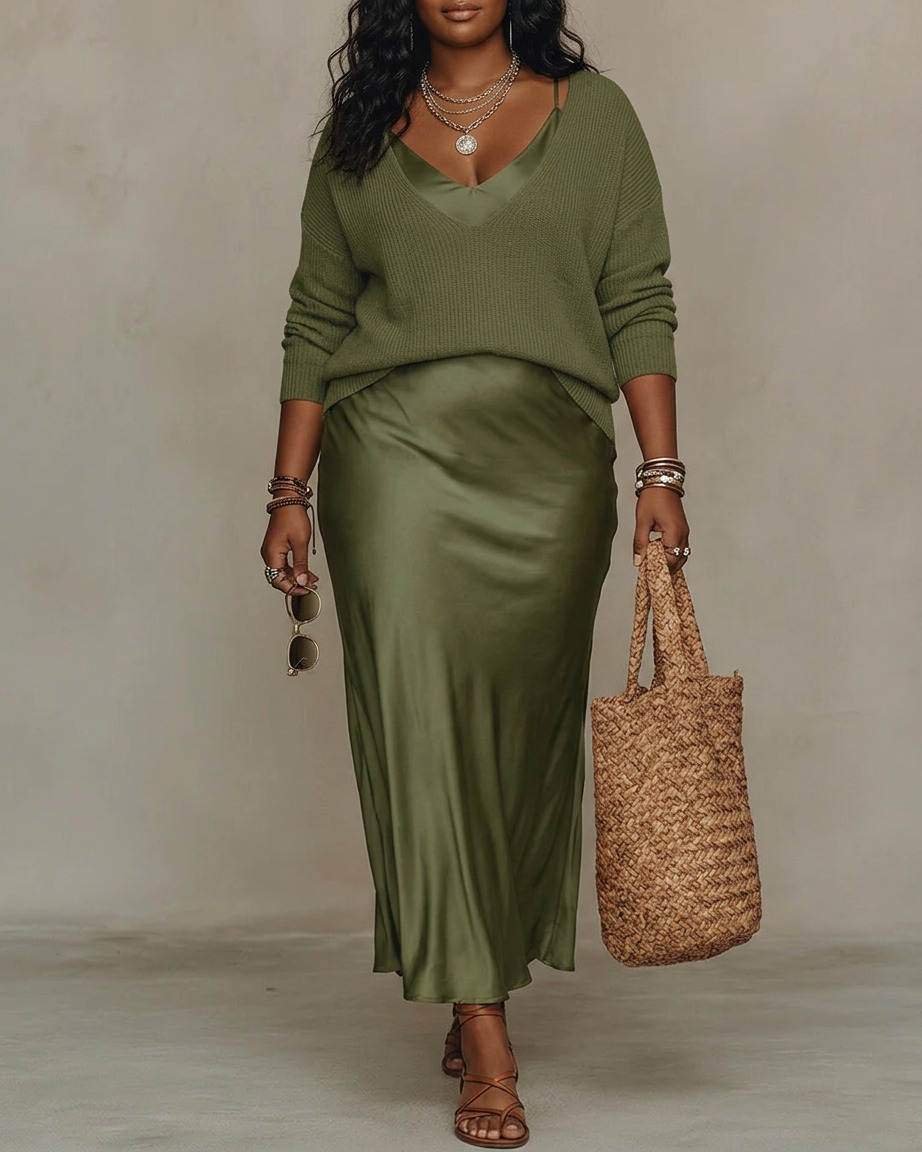 Caterina™ – Elegante Abito Midi in Raso