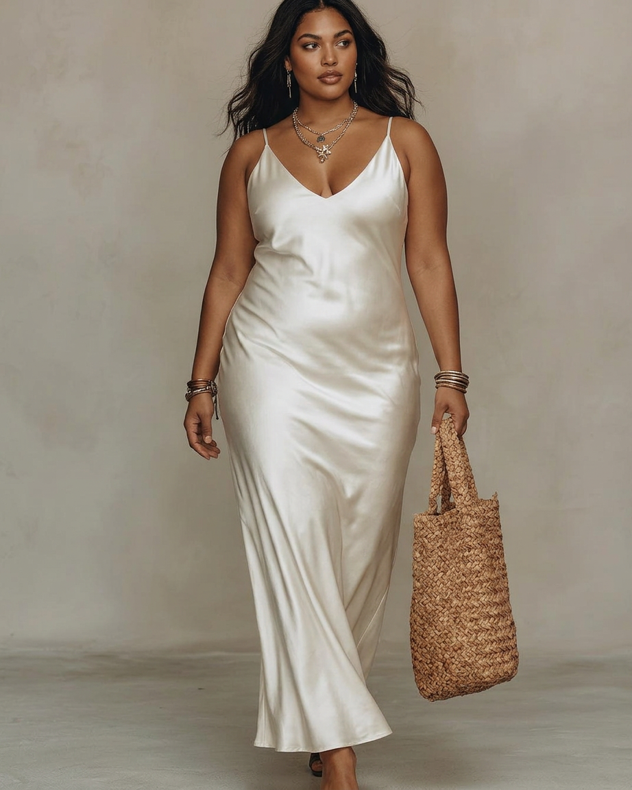 Caterina™ – Elegante Abito Midi in Raso